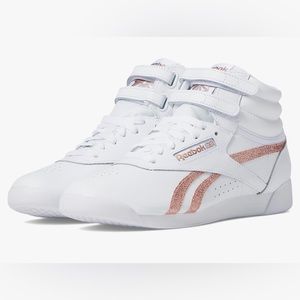 Reebok freestyle hi top white rose gold NWT 11
